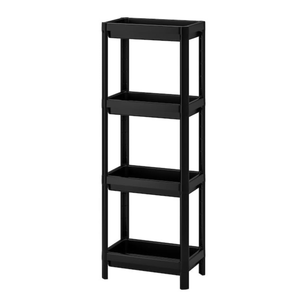 LUKADAH 4-Tier Rustproof Aluminum Corner Wall-Mounted Bathroom Shelf - Minimalist Style - 4 Rack Black