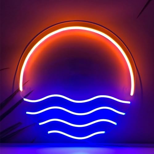 Image of LED Decorative Lights USB Mountains Sunrise Sunset Led Neon Signs Home Decoration Wall Art Holiday Gift Brightness Adjustable 15''x15''