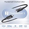 Cable Matters [Certificado Intel] Cable Activo Thunderbolt 5 de 80Gbps, 6.6 pies | [Hasta 120Gbps Boost, 8K@120Hz / 6K@240Hz / 4K@540Hz con DSC, 240W, Transferencia de datos 80G], Negro, Compatible con TB 4/3, USB4, USB-C 4