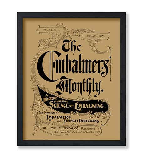 Poster Master Vintage The Embalmers Monthly Poster - Retro Science of Embalming Print - Funeral Art - Halloween Art - Gift for Men & Women - Decor for Living Room or Bedroom - 8x10 UNFRAMED Wall Art