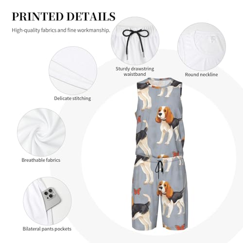 Maillot de basket-ball homme Beagle Patterns ensemble gilet et short