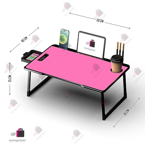 Image of TER Office Table for Home /Writing Desk for Office /Folding Table for School /Folding Study Table /Work from Home -Multipurpose Table-> (B-Pink N COTTED)