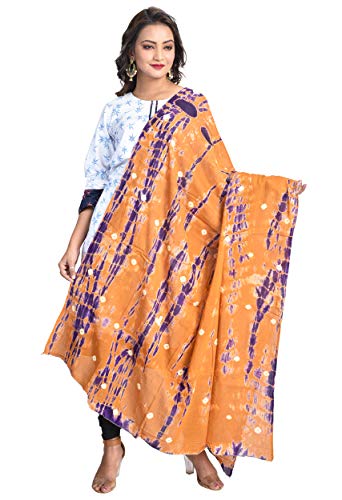 Image of Women's Pure Cotton Multi-Colored Traditional Authentic Tie Dye with Bandhej Bandhani Dupatta Chunni
