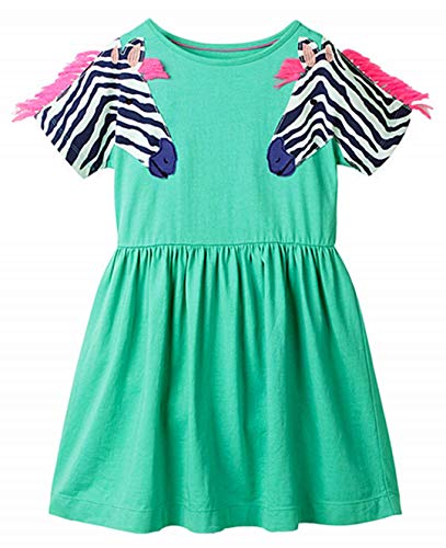 Toddler Girl Short Sleeve Cotton Casual Dress Green Unicorn Bacis School Active Tunic T Shirt Dresses 4T #TOP20