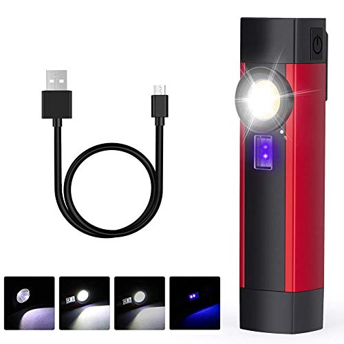 Linkax LED Arbeitsleuchte Wiederaufladbare Taschenlampe Werkstattlampe COB Inspektionsleuchten Handlampe mit Magnet Arbeitslicht für Auto Reparatur Werkstatt, Notfälle, 4 Modi, UV Urindetektor