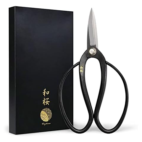Wazakura Yasugi Steel Made in Japan Traditional Bonsai Scissors 7 inch (180 mm), Pruning Shears, Japanese Gardening Tools - Yasugi Steel Traditional Bonsai Scissors Cover