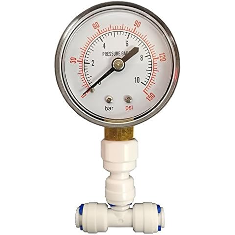 Pressure Gauge for Aquatic RO & Domestic Reverse Osmosis Systems With 1/4" connection by Finerfilters Cover