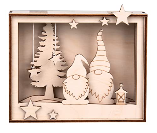 Rayher Shadow Box Building Kit with 3D Gnome Scenery, DIY Wood Craft Set including Elf Design, 16 slot-together Pieces - Image 4