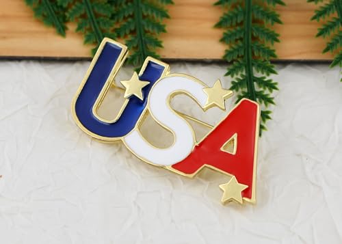Image of Alilang American Flag USA Sparkly Crystal Rhinestone 4th of July Patriotic Pin Brooch