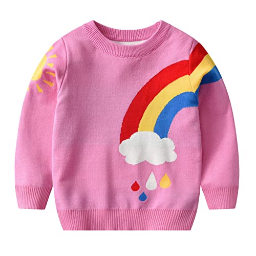 Toddler Kids Girls Boys Rainbows Prints Sweater Cartoon Knitted Blouses Long Sleeve Pullover Winter Top for 1~5T