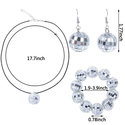 5 Pieces 1970S Disco Accessories Disco Set Ball Earrings Necklace Bracelet Bling Headband And Sunglasses For Women #TOP4