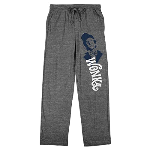 Willy Wonka & The Chocolate Factory Charlie and Logo Men's Heather Gray Graphic Sleep Pants