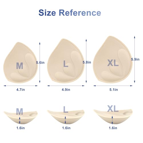 Image of KOOAAICCHI Bra Pads Inserts 3 Pairs-Bra Pads Sewn Padded Removable Inserts for Women's Sports Bra or Swimsuit Insert