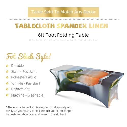 Nappe extensible en élasthanne de 1,8 m pour table rectangulaire lavable et infroissable - 4