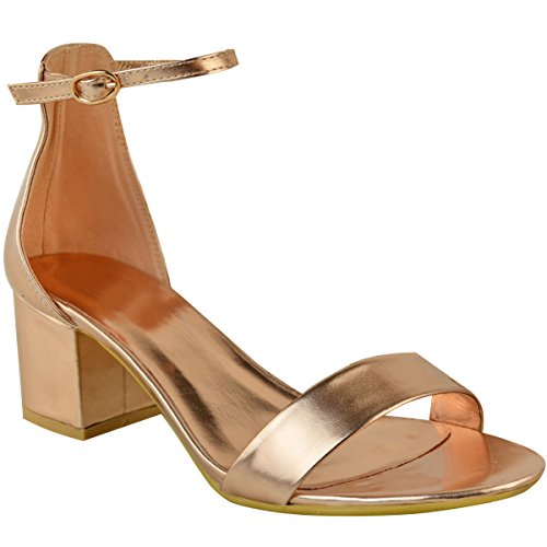Fashion Thirsty Womens Low Block Heel Sandals Ankle Strap Party Work Smart Shoes Size 6