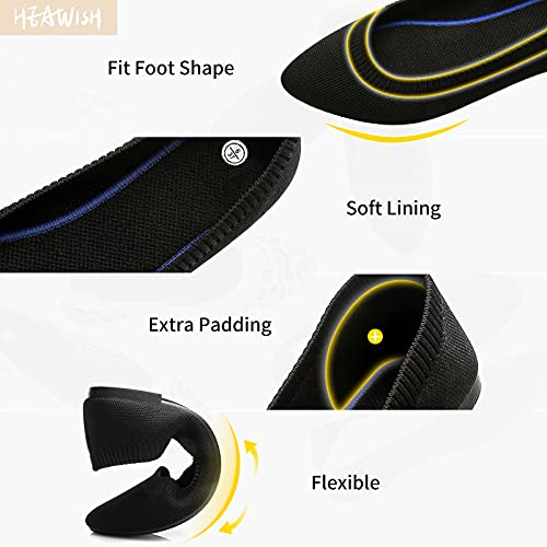 Heawish Women’s Flats Shoes Comfortable Mesh Pointed Toe Slip On Ballet Flats(Black, Us8) #TOP2