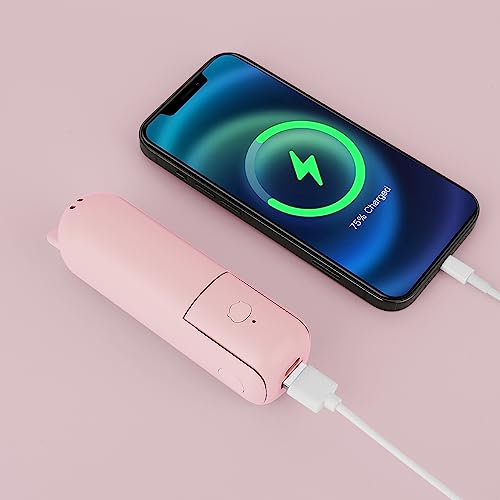 Joylifetech Handheld Mini Fan, Portable Foldable Fan With Power Bank, Usb Rechargeable Small Pocket Fan, Battery Operated Personal Fan With 3 Speeds For Women Outdoor Travel (Pink) #TOP4