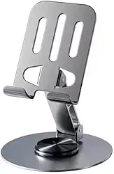 Suporte de Celular para Mesa em Alumínio com Base Rotativa 360° Estável e Antiderrapante Ajustável e Dobrável para Smartphones, iPhone, iPad e Tablets - Premium (Modelo 1 - Cor Sortida)