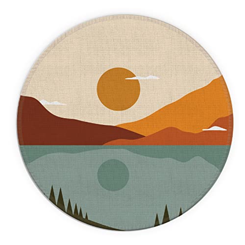 Knibeo Aesthetic Boho Mouse Pad, 7.9 X 7.9 Inch Waterproof Rubber Neutral Mouse Pad, Boho Desk Decor, Western Office Decor, Boho Office Desk Accessories, Western Mouse pad