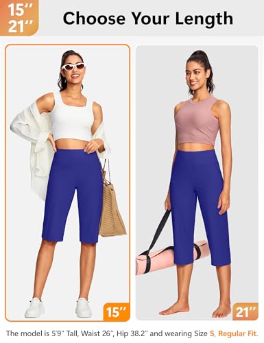 Image of ISEEGZ 15 inch / 18 inch / 21 inch / 25 inch Capri Pants for Women High Waist with Pockets Women's Capris Workout Yoga Pants Loose Straight Leg