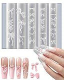 FUGLUS 3D Gel Nail Art Silikonform Bogen Nail Charms Gießformen Schleife Nagel Schablone Nailart Resin Formen Nagelschablonen Silicone Mold Nageldesign Zubehör
