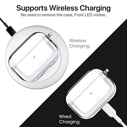 Image of GRIPP Clear Silicone AirPods Carrying Case for AirPods Pro (1st Generation) with Anti-Lost Carabiner Hook, Shockproof 360 Protection, Wireless Charging Support, Durable & Stylish - Clear