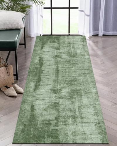 Tapis de couloir vert abstrait 80x200cm lavable avec envers antidérapant - 6