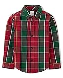 Gymboree Boys and Toddler Long Sleeve Button Up Dress Shirts, Holiday Tartan Plaid, 3T