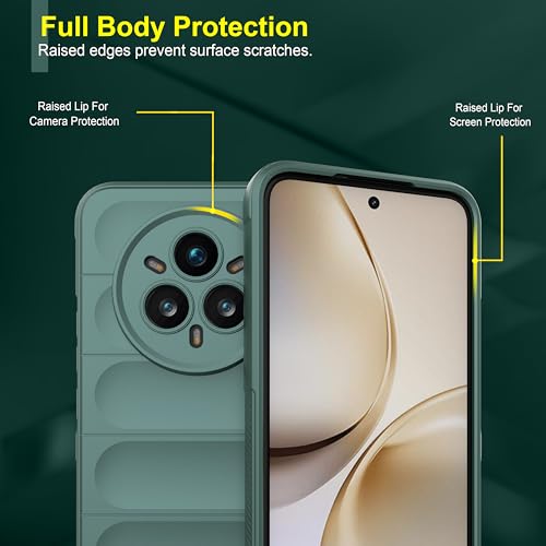Image of amazon basics Back Case Cover for Realme 14 Pro Plus 5G | Compatible for Realme 14 Pro Plus 5G Back Case Cover | Liquid Silicon Magic with Camera Protection | Dark Green