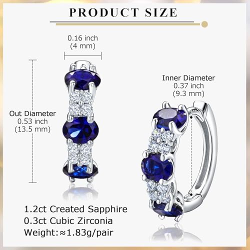 Chunky Gemstone Hoop Earrings 14K Yellow Gold Sterling Silver 14mm Small Huggies Aquamarine/Amethyst/Pink Sapphire/London Blue Topaz/Garnet Hoop Earrings for Women3