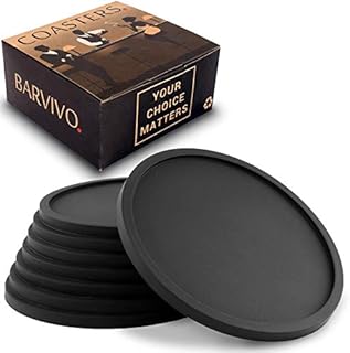 Drink Coasters by Barvivo Set of 8 - Tabletop Protection For Any Table Type, Wood, Granite, Glass, Soapstone, Sandstone, Marble, Stone Tables - Perfect Soft Coaster Fits Any Size of Drinking Glasses.