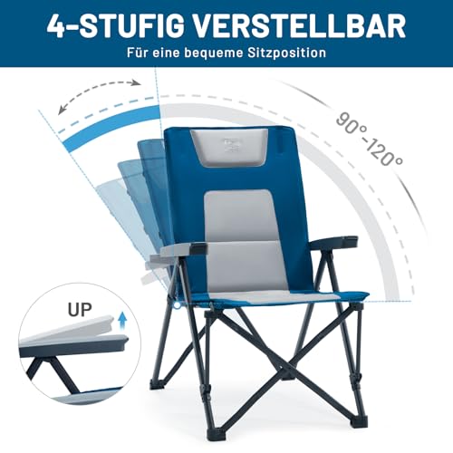 TIMBER RIDGE Campingstuhl Faltbar 260 KG Belastbar 4 Positionen verstellbar – Ansicht 6