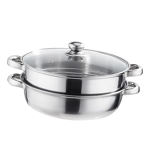 BEBEMOKO ステンレス鋼の蒸し器 蒸し鍋 クスクス鍋 炊飯器 キッチンスチーマー調理器具 蒸し器付き鍋 調理用スチームポット 鍋蒸し器 スチーマーパン 二層ストックポット Silver