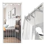 Kit de rideaux à lanières en vinyle PVC pour porte, rideaux à lanières en vinyles en plastique à pousser-tirer pour portes de garage, usines, supermarchés, entrepôts et pièces (160 x 200 cm)