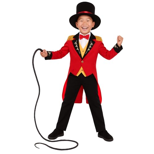 fun shack Ringmaster Costume Kids, Circus Ring Master Costume Boys, Boys Halloween Costumes, Halloween Costumes for Kids, Medium