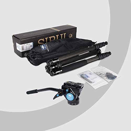 Sirui 2-In-1 Carbon Fiber Camera Tripod Monopod 62.6″ With Va-5 360° Fluid Head, 4-Section Video Tripod Kit For Dsrl Camera,1/4" And 3/8" Screws, Load Up 6.6Lbs(Traveler Vc) #TOP7