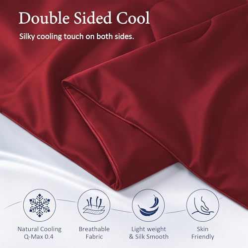Image of Cooling Comforter for Hot Sleepers, Twin 68x90, True Red | Cooling blanket feel, Q-Max >0.4 cool touch, double-sided cooling, Sorona fill, for night sweats, lightweight & breathable