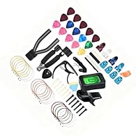 These guitar accessories set delivers premium guitar strings, a high sensitivity tuner, and essential tools for effortless guitar maintenance and tuning. Features three sets of guitar strings, a tuner for guitars, basses, ukuleles, and accessories li...
