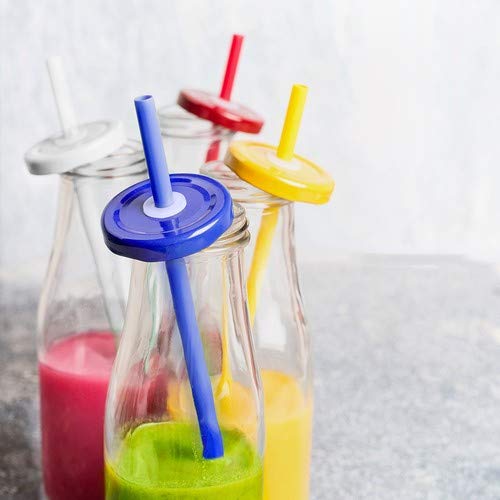 DISOK - Lote de 48 Tarros de Cristal con Caña surtido en colores. Tarros de bebida infantiles para colegios, ludotecas, cumpleaños, fiestas infantiles, comuniones.