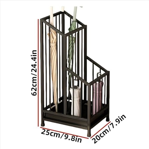Support de parapluie pour entrée design en métal noir, organiseur de style moderne - 3