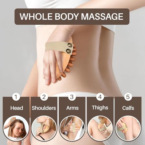 Image of Wooden Scalp Massager Comb for Hair Growth and Dandruff Control Manual Head Hair Massager Brush for Men and Women Natural Wood Scalp Massage Comb for Daily Hair Care Pack of 1 (Brown)
