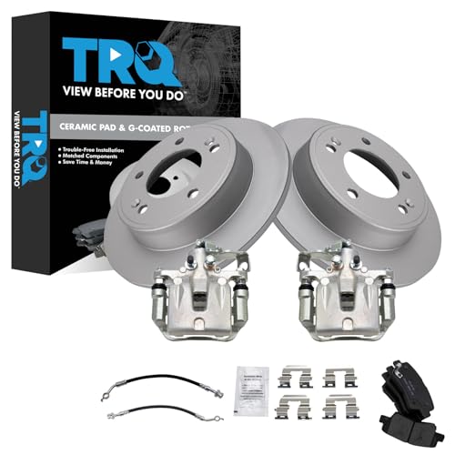 Image of TRQ Rear Brake Pad and Rotor Set Ceramic Coated Rotors Calipers Compatible with 2014-2018 Kia Forte 2014-2016 Forte Koup 2014-2018 Forte5