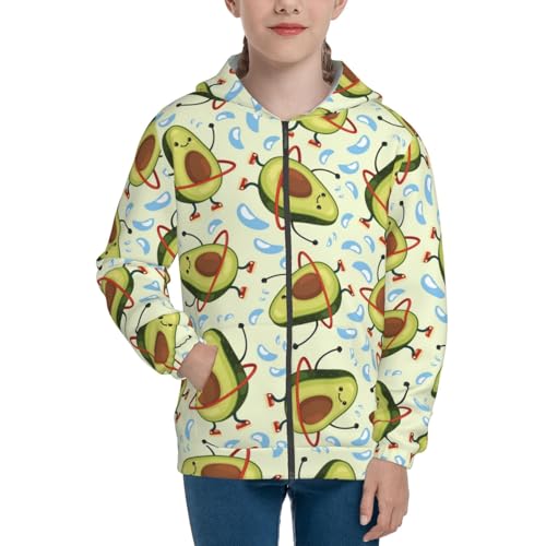 Avocado Doing Sport Kids Pullover Hoodies Boys Zip Up Sweatshirts Girls Athletic Clothes with Pocket3