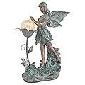 TERESA'S COLLECTIONS Garden Fairy, Large Bronze Garden Sculptures & Statues Resin with Solar Outdoor Light, Yard Art Lawn Ornaments for Outdoor Decor, Ideal Housewarming Gifts for Mom Birthday 10.6"