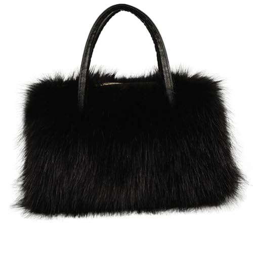Winter Furry Handbag Soft Faux Fur Leather Bag Lightweight Travel Bag Cute Women's Shaggy Purse