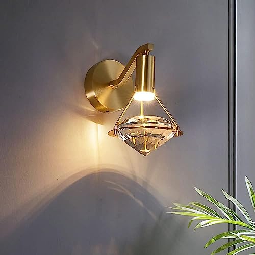 Robuste Durable Creative Factory Design Original Doré Cristal Diamant LED Applique Murale Fond Hôtel Chevet Applique Murale Lampe Allée Applique Escalier Décor De Luxe Applique Murale Luminaire