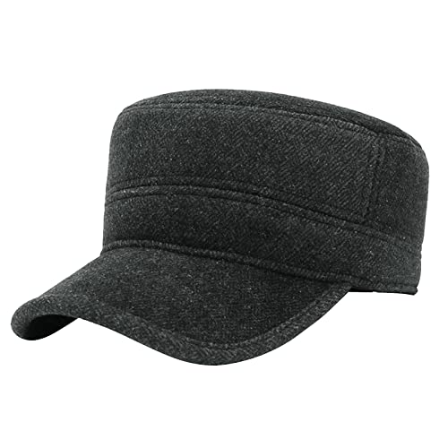 Men's Winter Wool Army Cap Cadet Hat Trucker Dad Hat Military Flat Top Adjustable Classic Baseball Cap Flat Top Snapback Flat Top Hats Unisex Base Ball Cap Walk Running Ear Flaps Newsboy Hats