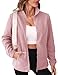 IECCP Damen Fleecejacke mit Durchgehendem Reißverschluss Warme Übergangs Outdoor Fleecejacke für Wandern und Freizeit, Dunkelpink, M