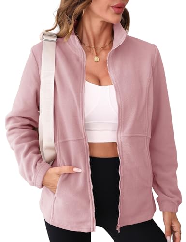 IECCP Fleecejacke Damen Durchgehender Reißverschluss Outdoor Fleecejacken Leicht und Warm Mode 2025