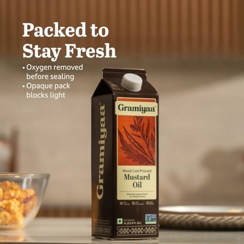 Image of Gramiyaa Wood Cold Pressed Mustard Oil 4 Ltr | 100% Pure Unrefined Marachekku Oil /Kachi Ghani Oil | Chemical & Cholesterol Free Healthy Cooking Oil for Daily Use (Pack of 4)